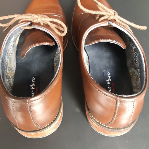 Bruno Marc SZ 9.5 Louis-2 Chestnut Men's Leather Cap Toe Oxford Shoes - Picture 5 of 15